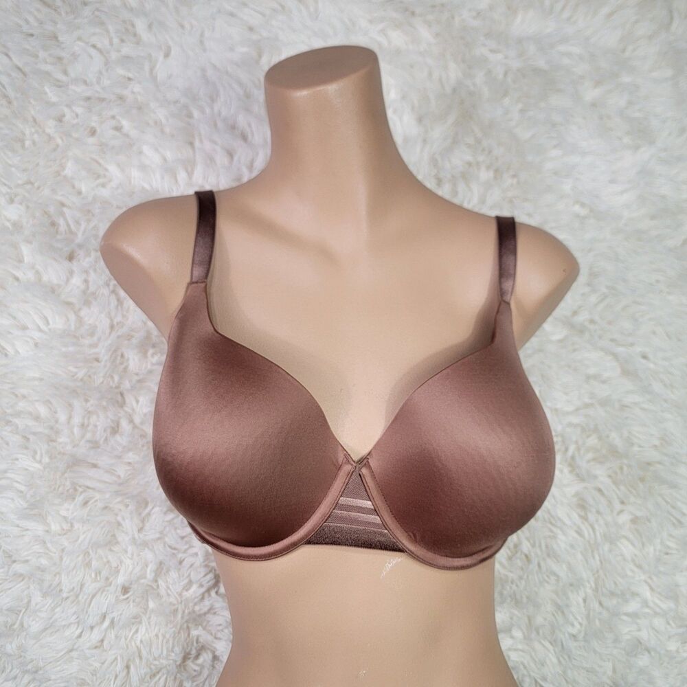 Ambrielle Bra No Show Mesh Everyday Full Coverage Brown Women's Size 38D Nylon V